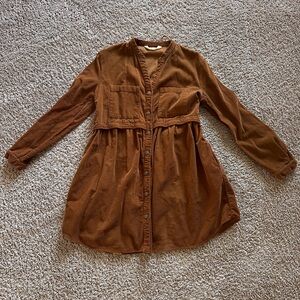 ZARA Brown Corduroy Button-Up Dress